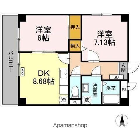 ロイメント名駅(2DK/2階)の間取り写真