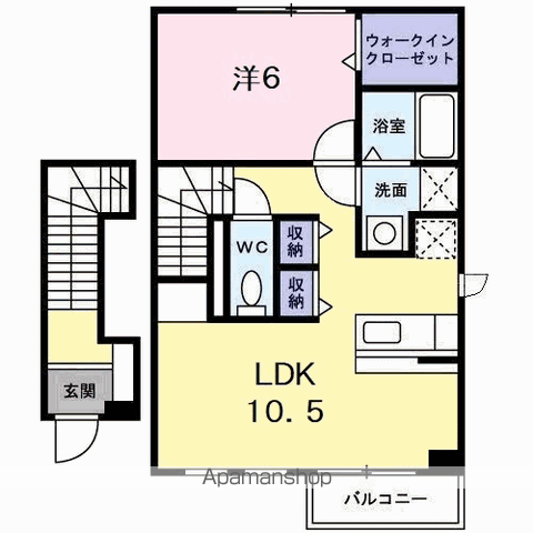 メゾン・コモド B(1LDK/2階)の間取り写真