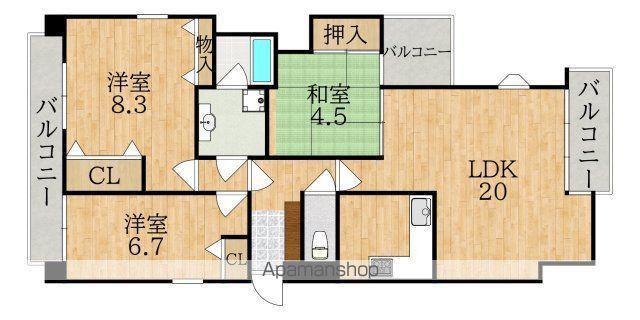 フォルム学園前(3LDK/1階)の間取り写真