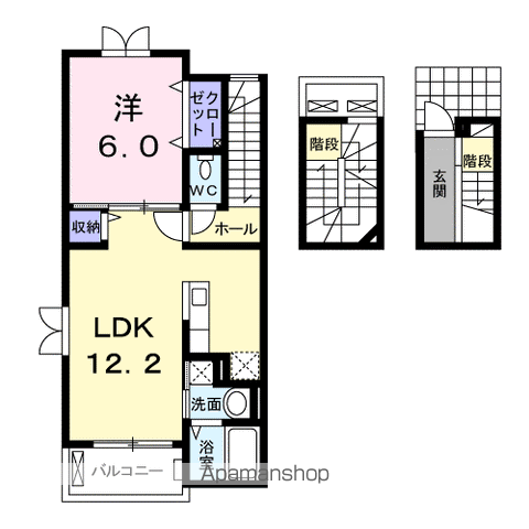 サニー・ハイフラット(1LDK/3階)の間取り写真