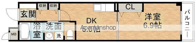 ELLEGRANDE OZU(1DK/6階)の間取り写真