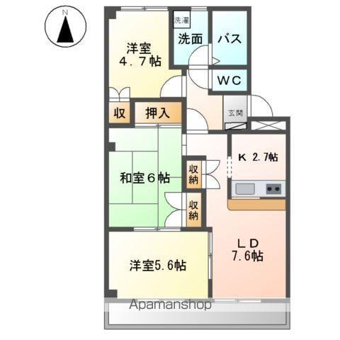 マロンステージB棟(3LDK/3階)の間取り写真