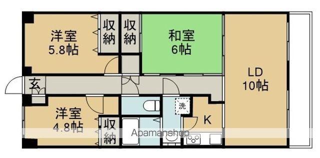 国見パークホームズD棟(3LDK/2階)の間取り写真