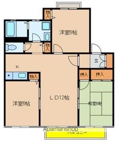 グランデージD(3LDK/1階)の間取り写真