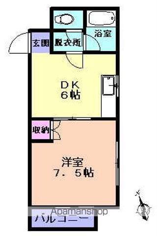 パークサイド箱清水C棟(1DK/1階)の間取り写真