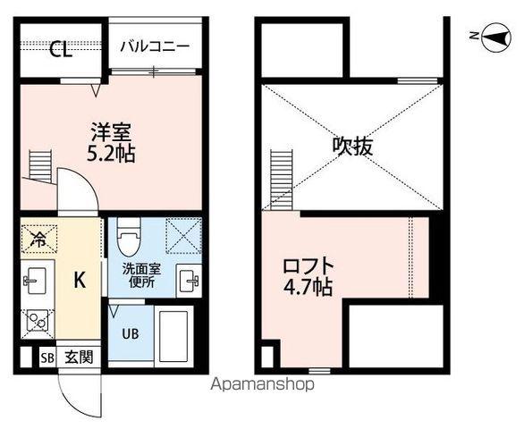 クレール岩塚Ⅰ(1K/2階)の間取り写真