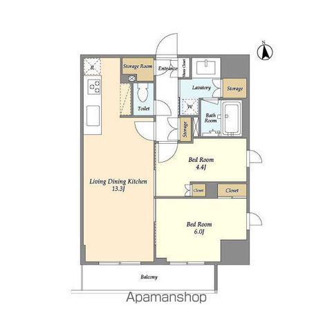 LASANTE 上野(2LDK/14階)の間取り写真