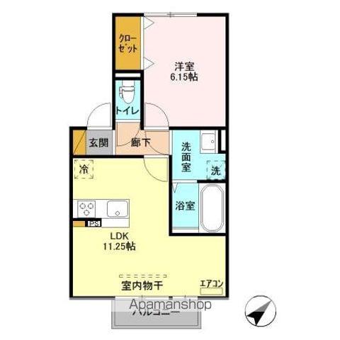 バードネイチャー E棟(1LDK/2階)の間取り写真