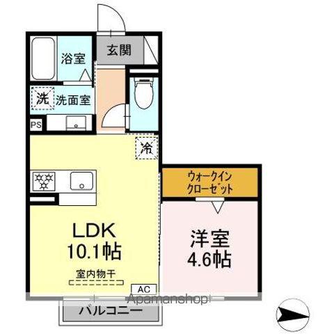 DROOM 鵜沼三ツ池町(1LDK/2階)の間取り写真