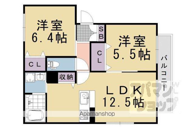 サントルモン中山(2LDK/1階)の間取り写真