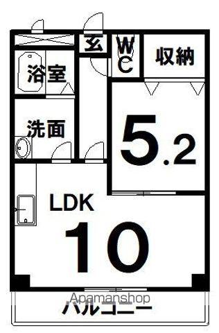 シャルム壱番館(1LDK/3階)の間取り写真