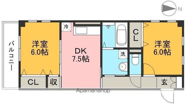 ブルージュ・TAKASONE(2DK/3階)の間取り写真