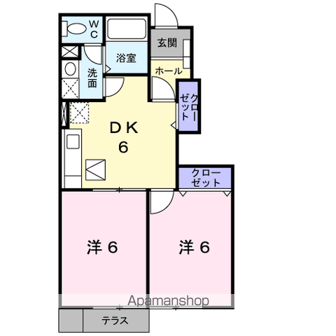 コータ・コートK(2DK/1階)の間取り写真