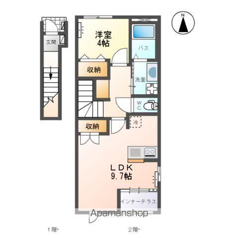 ティーフォレストII(1LDK/2階)の間取り写真