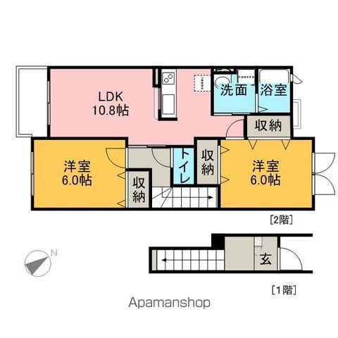 オレンジハウスA(2LDK/2階)の間取り写真