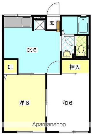 ラ・メールB(2DK/2階)の間取り写真