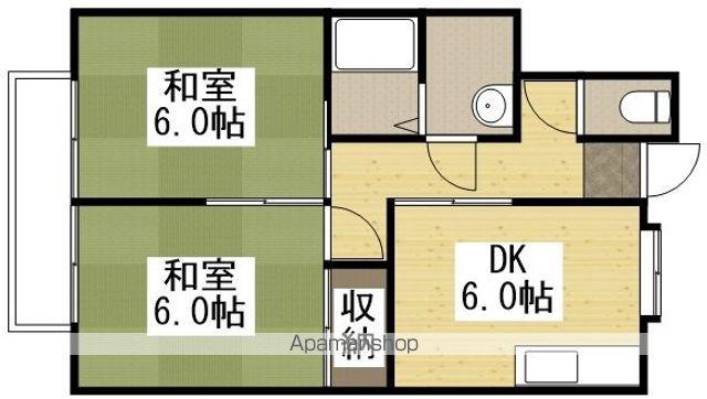 メゾンエスポアールB棟(2DK/2階)の間取り写真