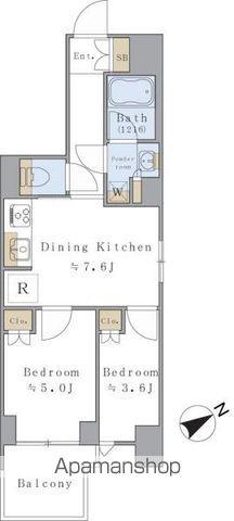 グランシャルール武蔵境(2DK/10階)の間取り写真