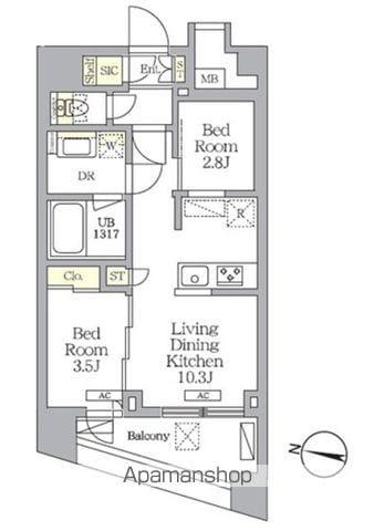 NOGATA RESIDENCE(2LDK/7階)の間取り写真