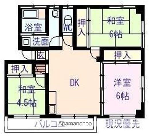 田口コーポ(3DK/2階)の間取り写真