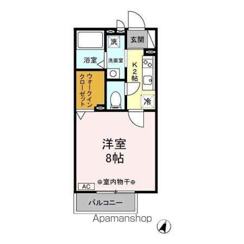 ニコール河辺(1K/2階)の間取り写真