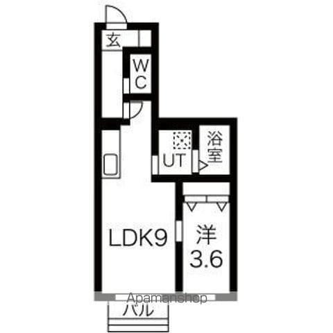 DANARS COURT向山(1LDK/1階)の間取り写真