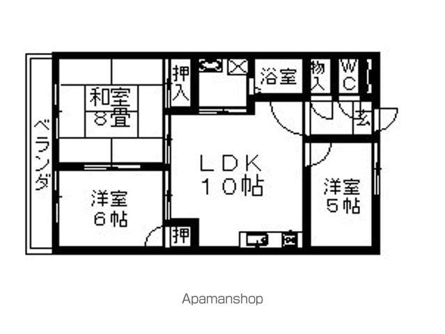 メロディーハイム(3LDK/4階)の間取り写真