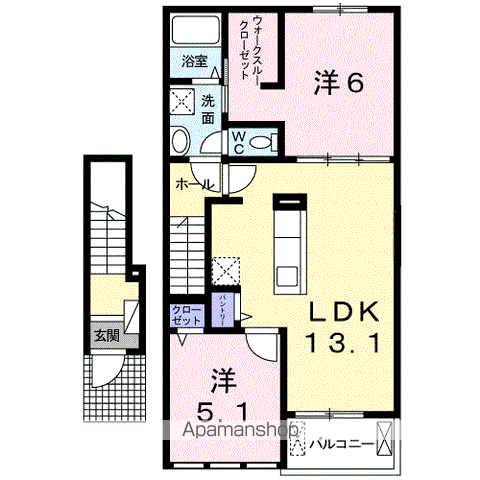 エム・シャルム善通寺Ⅱ(2LDK/2階)の間取り写真