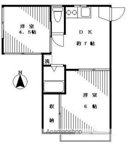 シェモワ阿佐ヶ谷(2DK/2階)の間取り写真