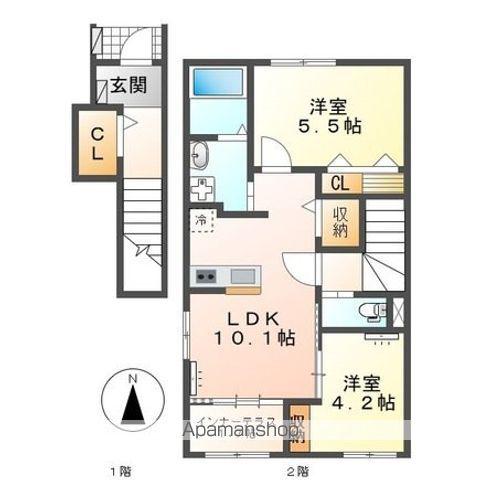 コンフォール青山(2LDK/2階)の間取り写真