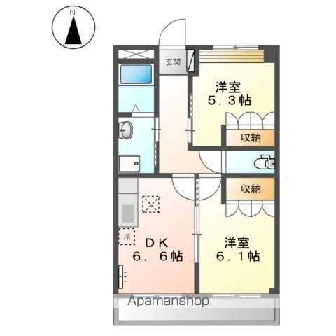 ピアリー・ファム(2DK/1階)の間取り写真