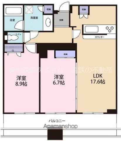 Dグラフォート浜松 DSTOWER(2LDK/13階)の間取り写真