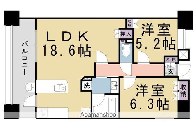 グランエスパス御所南(2LDK/2階)の間取り写真