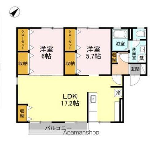 セジュールKAZA棟(2LDK/1階)の間取り写真