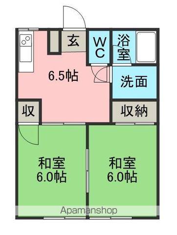 光ハイムA(2DK/2階)の間取り写真