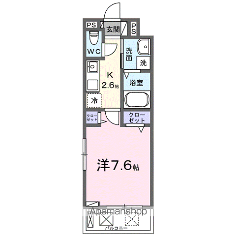 ウエスト コミタリアⅢ(1K/2階)の間取り写真