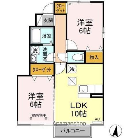 ラフィーネ・キコ(2LDK/1階)の間取り写真