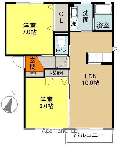 クラヴィエゴールド(2LDK/2階)の間取り写真