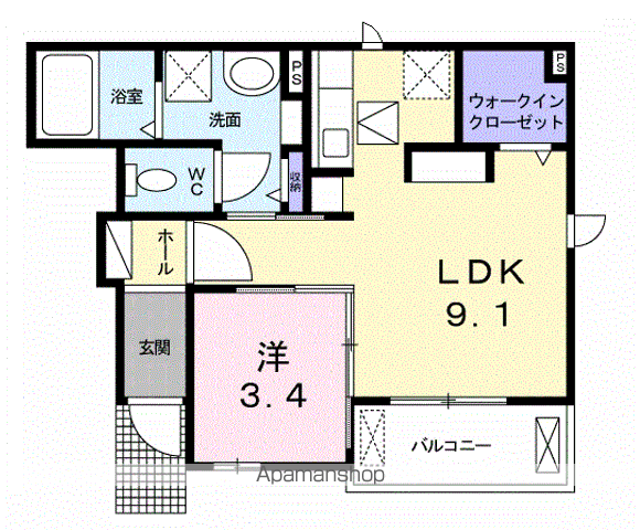 UメゾンⅡ(1LDK/1階)の間取り写真