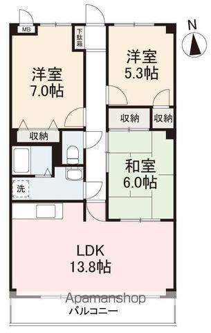 フィネスハーモニーKITA A棟(3LDK/3階)の間取り写真