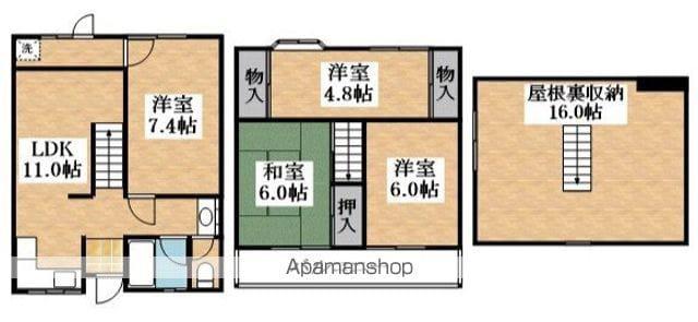 天美東７丁目貸家(4LDK)の間取り写真
