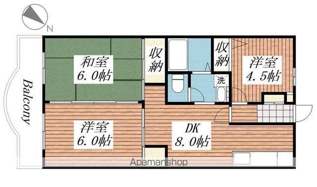 グレープ・パル(3DK/1階)の間取り写真