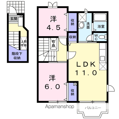 ブレインリブ(2LDK/2階)の間取り写真