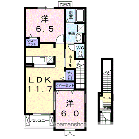 ノルテフロレスタⅠ(2LDK/2階)の間取り写真