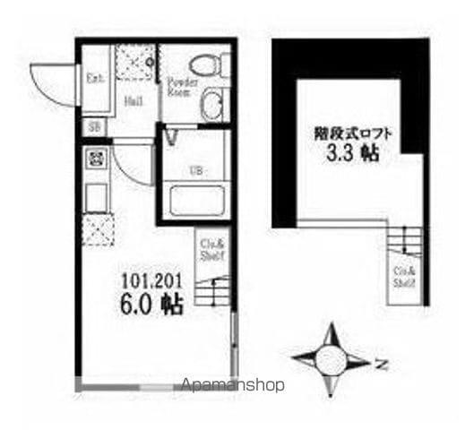 ハーミットクラブハウス弘明寺B号棟(ワンルーム/2階)の間取り写真