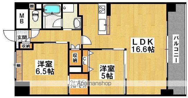 シュワーブ三国ヶ丘(2LDK/5階)の間取り写真