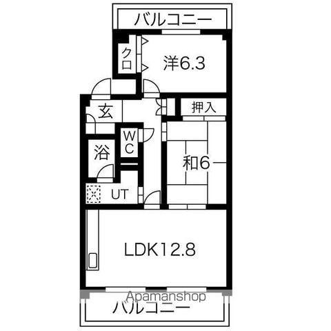 フレグランス春日井(2LDK/3階)の間取り写真