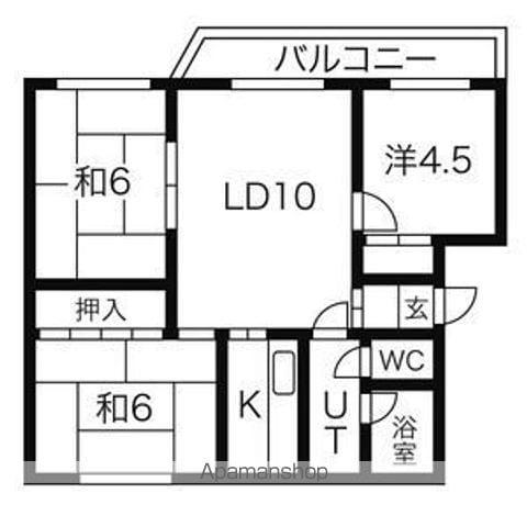 菊水コーポラスB(3LDK/4階)の間取り写真