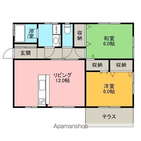 鹿島臨海鉄道 鹿島神宮駅 バス乗車時間：51分 済生会病院バス停で下車 徒歩26分 1階建 築24年(2LDK)の間取り写真