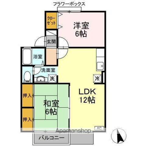 ロイヤルガーデン五番館(2LDK/1階)の間取り写真